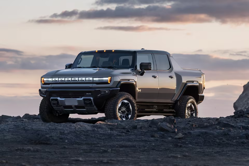 Hummer EV Pickup on rugged terrain